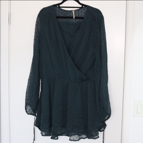 Dresses & Skirts - Free People dark green Chiffon Dress